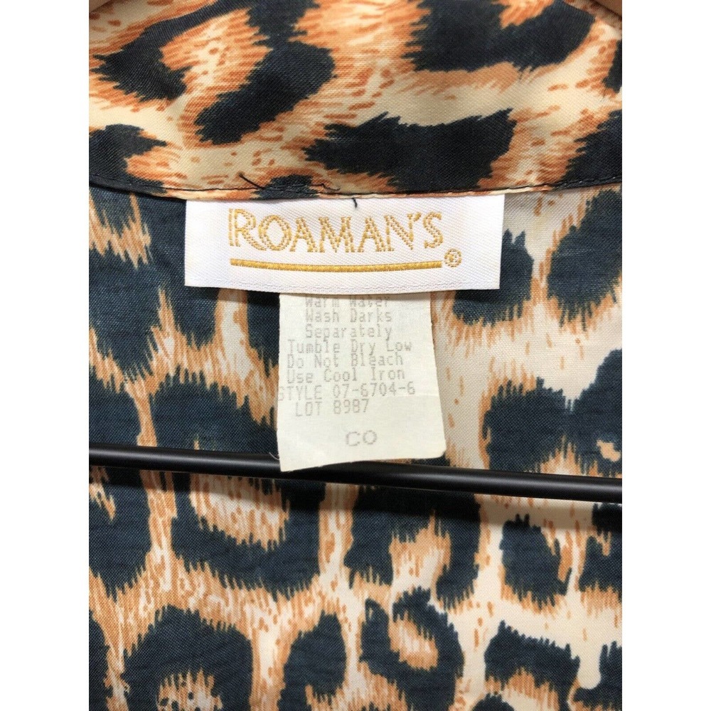 Vintage Roaman’s Leopard Blouse Women’s Button Up Long Sleeve Size C0 - Picture 3 of 6